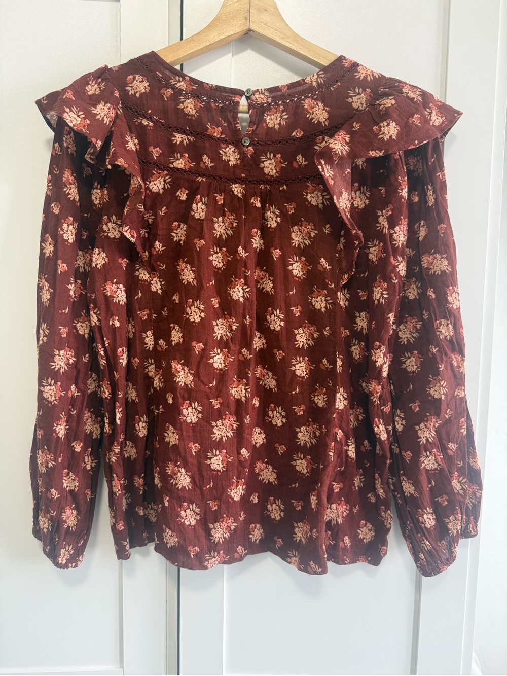 Madewell Floral Ruffle Cotton Blouse Size Small - Picture 4 of 6